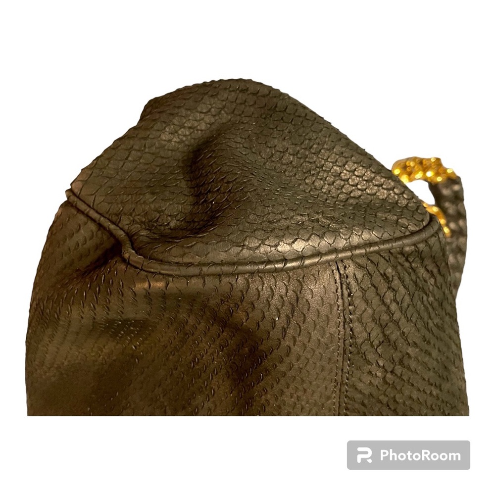 HENRI BENDEL Milliner Shopper - black embossed leather reptile pattern - in EUC! - Picture 7 of 15